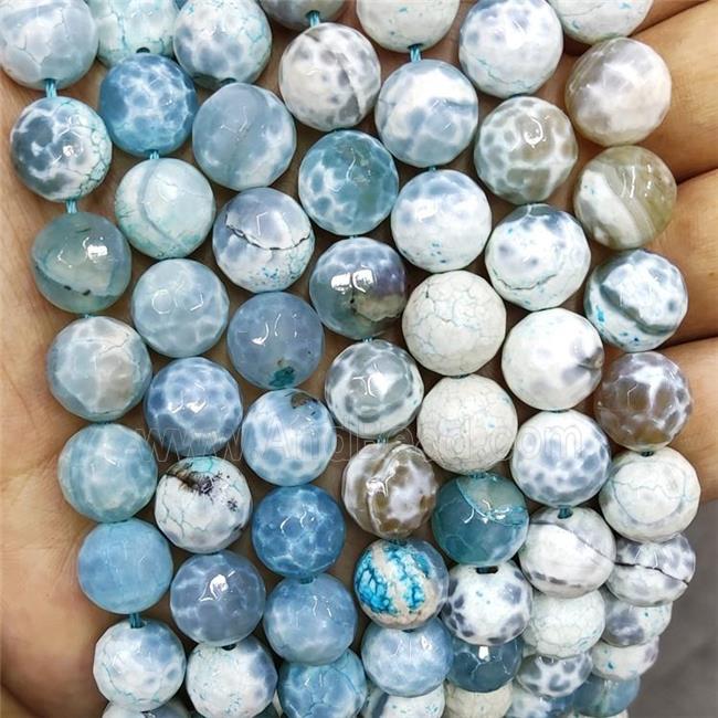 Blue Fire Agate Beads Dye Faceted Round