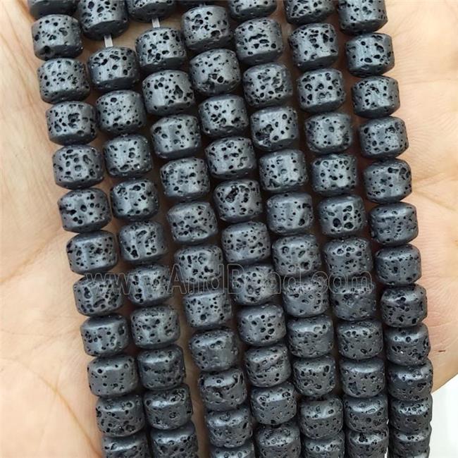 Black Assembled Lava Beads Column