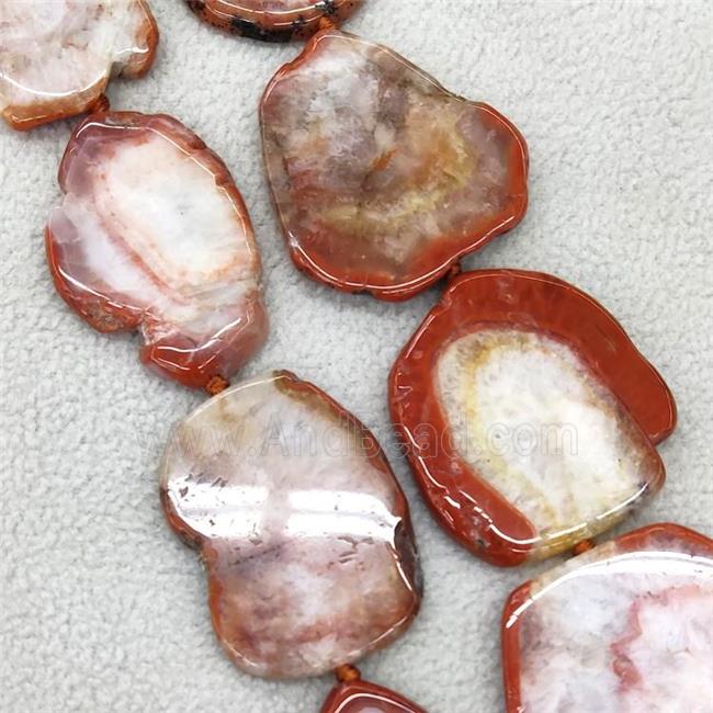 Red Agate Druzy Slice Beads Freeform Natural Color