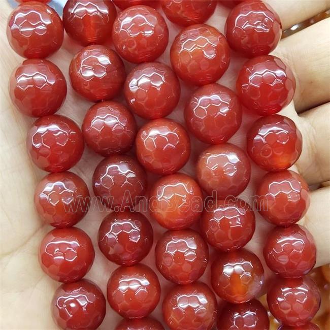 Natural Agate Beads Red Dye Faceted Round