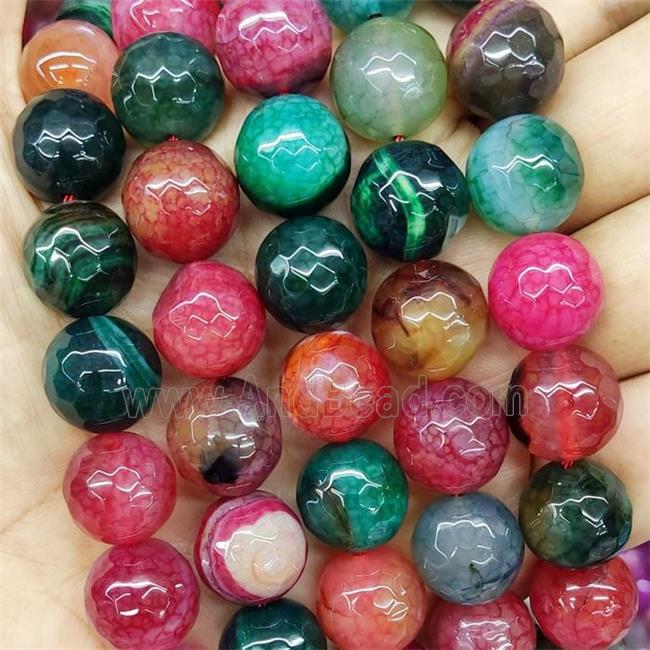 Natural Agate Beads Mix Color Dye Faceted Round