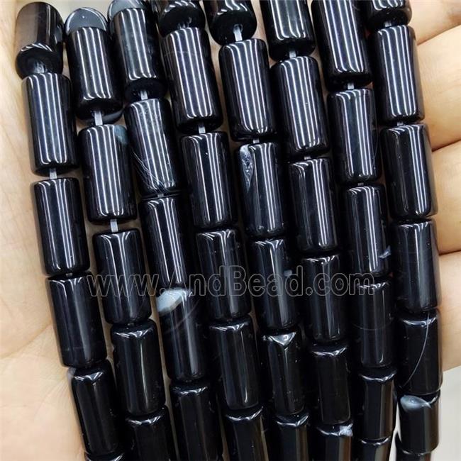 Natural Agate Tube Beads Black Dye