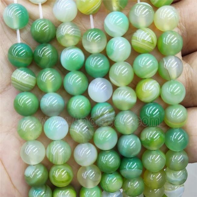 Natural Agate Beads Green Dye Smooth Round