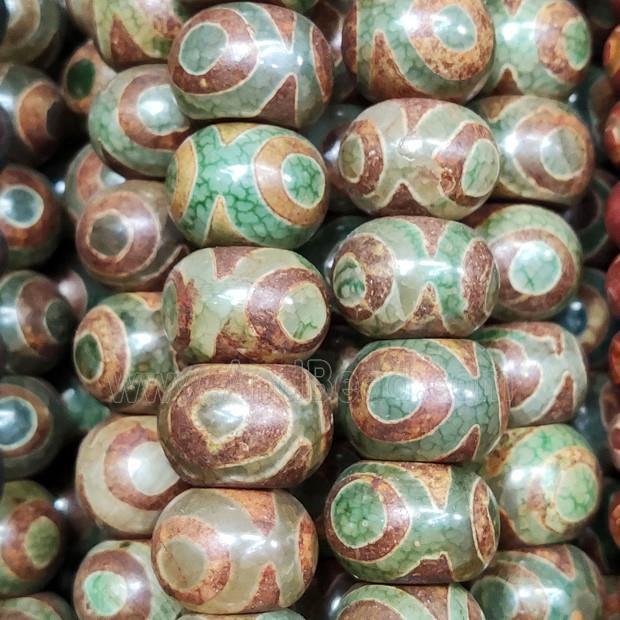 Tibetan Agate Beads Smooth Round Green Eye