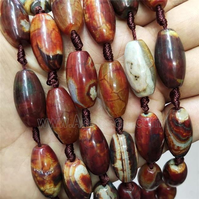 Natural Agate Beads Rice Red Dye