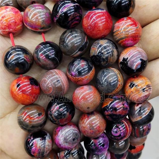 Natural Agate Beads Multicolor Dye Smooth Round