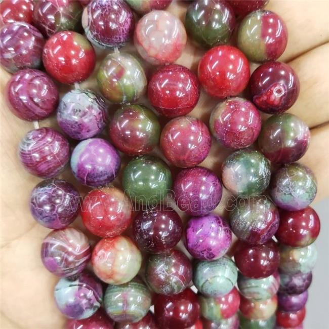 Natural Agate Beads Green Red Dye Smooth Round