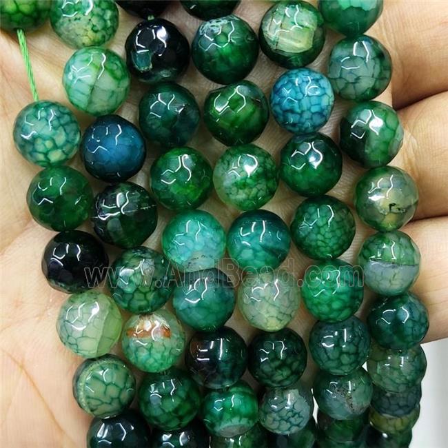 Green Veins Agate Beads Dye Faceted Round
