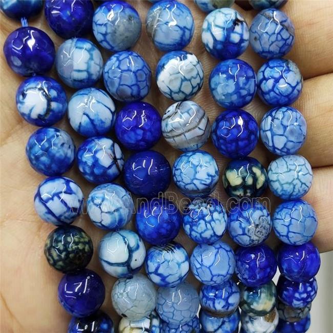Blue Veins Agate Beads Dye Faceted Round
