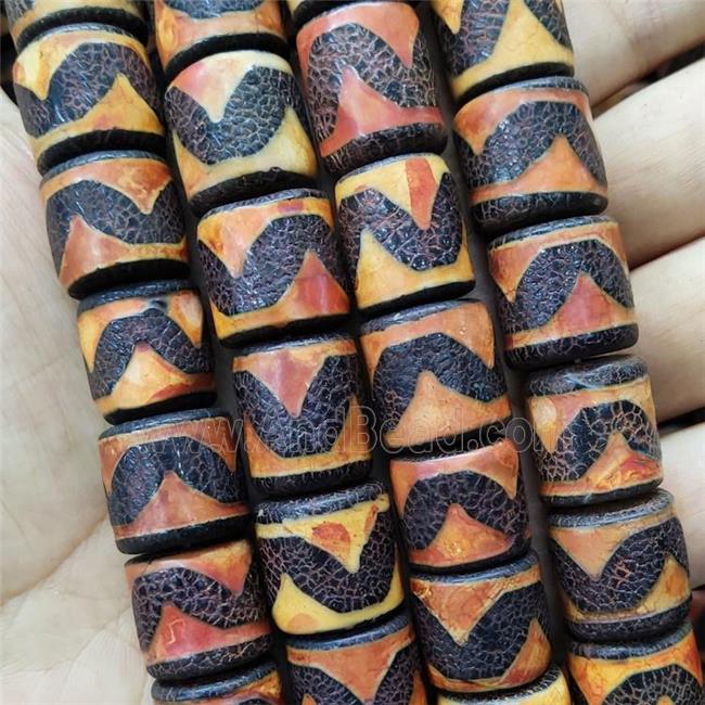 Tibetan Agate Column Beads Wave Tube Orange Dye
