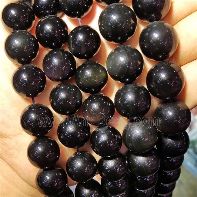 Natural Rainbow Obsidian Beads Multicolor Flash Smooth Round