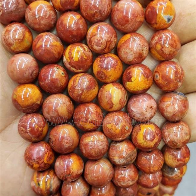 Orange Agate Beads Dye Smooth Round