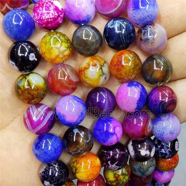 Natural Agate Beads Mixed Color Dye Smooth Round