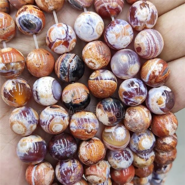 Natural Agate Beads Fired Red Dye Smooth Round