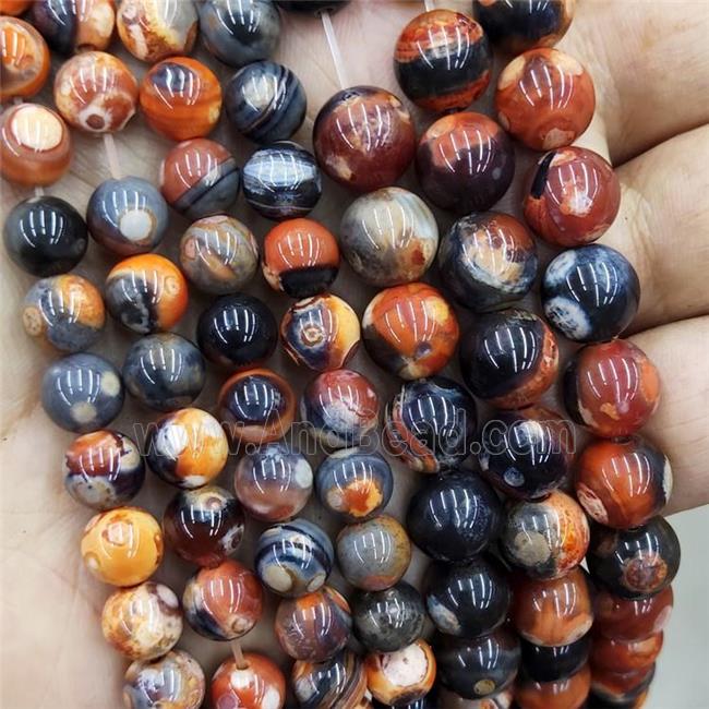 Natural Agate Beads Fired Red Dye Smooth Round