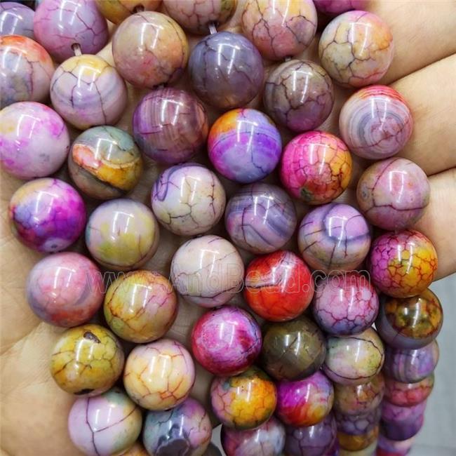 Natural Agate Beads Multicolor Dye Smooth Round