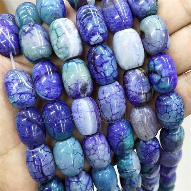 Natural Agate Beads Green Blue Dye Barrel
