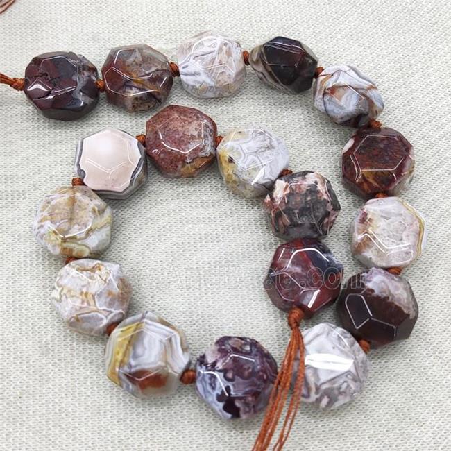 Natural Mexican Crazy Lace Agate Beads Faceted Coin Circle