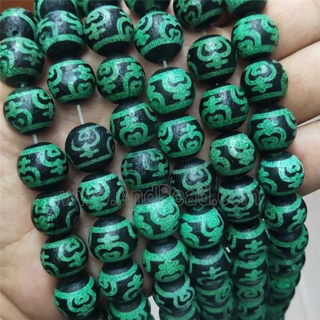 Tibetan Agate Beads Green Round