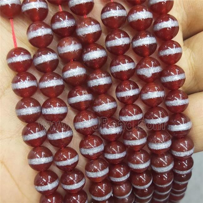 Tibetan Agate Beads Red Smooth Round
