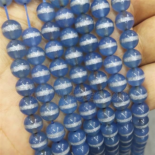Tibetan Agate Beads Blue Smooth Round