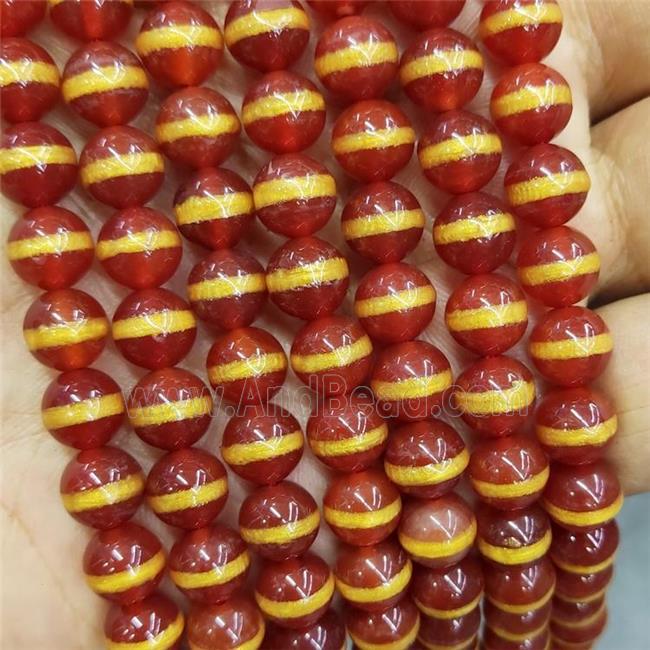 Tibetan Agate Beads Red Smooth Round