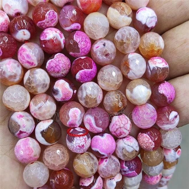 Fire Agate Beads Hotpink Dye Faceted Round