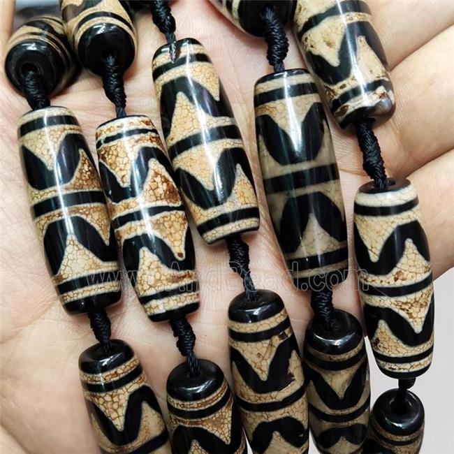 Tibetan Agate Rice Beads Black