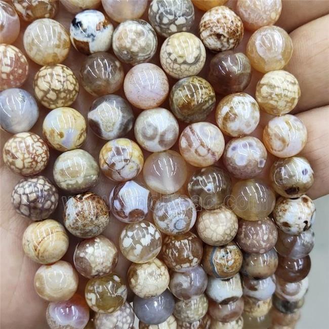 Natural Agate Beads Dye Fire Smooth Round