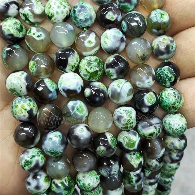 Green Fire Agate Beads Faceted Round