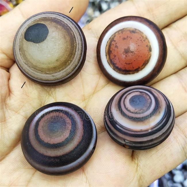 Natural Agate Coin Button Beads Eye Mixed