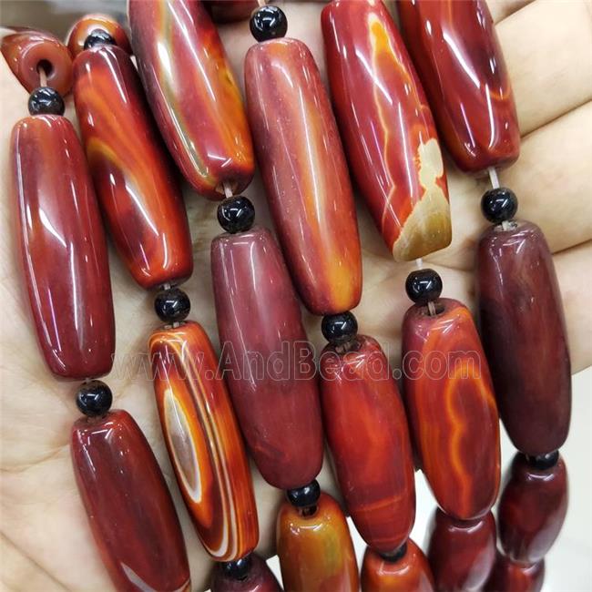 Natural Agate Rice Beads Red Dye