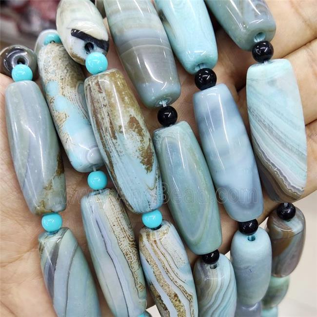 Natural Agate Rice Beads Teal Dye