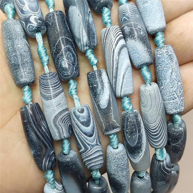 Stripe Agate Rice Beads Grayblue