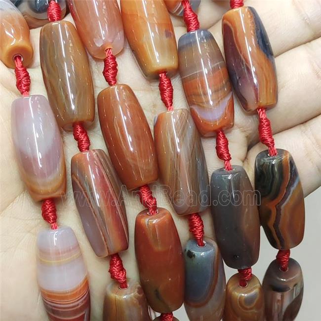 Natural Agate Rice Beads Red Banded