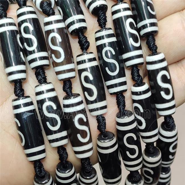 Tibetan Agate Rice Beads Black
