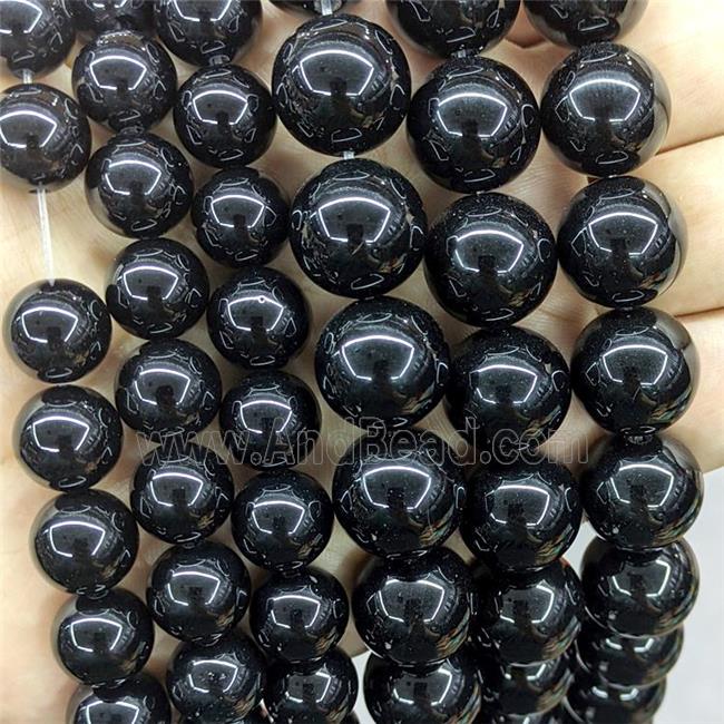 Black Onyx Agate Beads Smooth Round