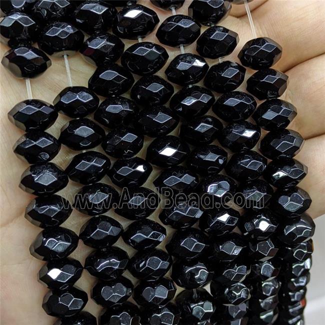 Black Onyx Agate Rondelle Beads Faceted