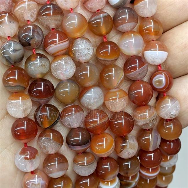 Natural Agate Druzy Beads Red Smooth Round