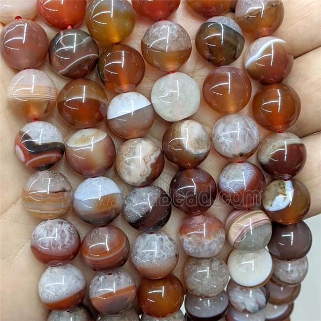 Natural Agate Druzy Beads Red Smooth Round