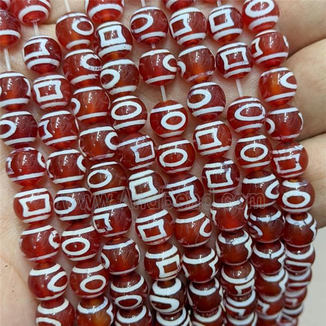 Tibetan Agate Beads Red Smooth Round