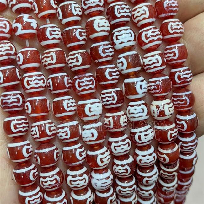 Tibetan Agate Beads Red Smooth Round