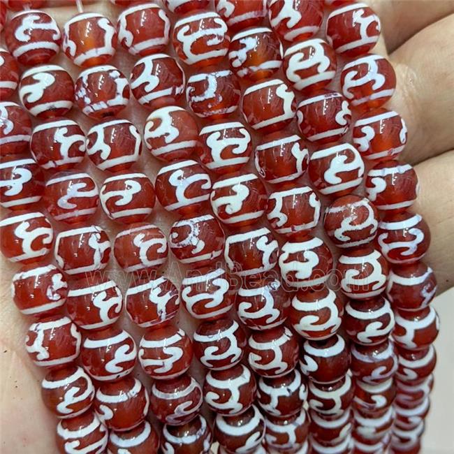 Tibetan Agate Beads Red Smooth Round