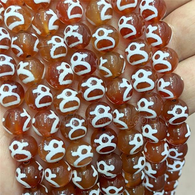 Tibetan Agate Beads Red Smooth Round