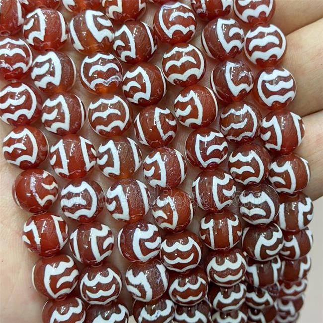 Tibetan Agate Beads Red Smooth Round