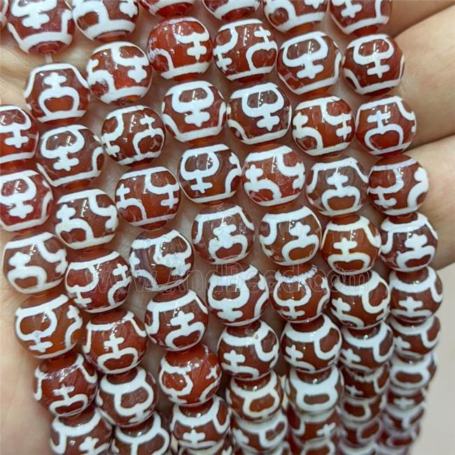 Tibetan Agate Beads Red Smooth Round