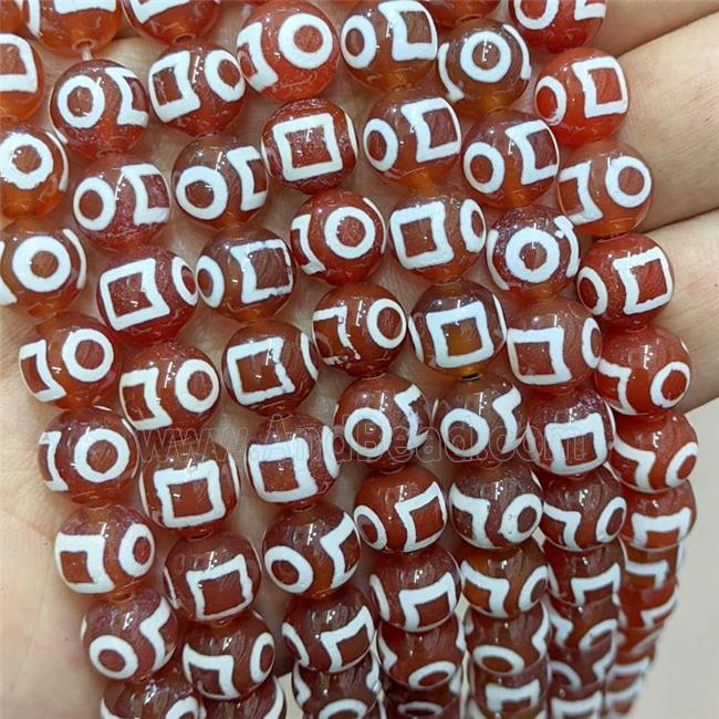 Tibetan Agate Beads Red Smooth Round