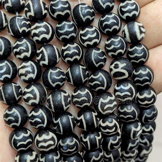 Tibetan Agate Beads Black Round