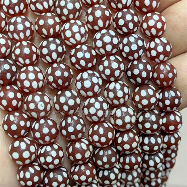 Tibetan Agate Beads Red Round Spot