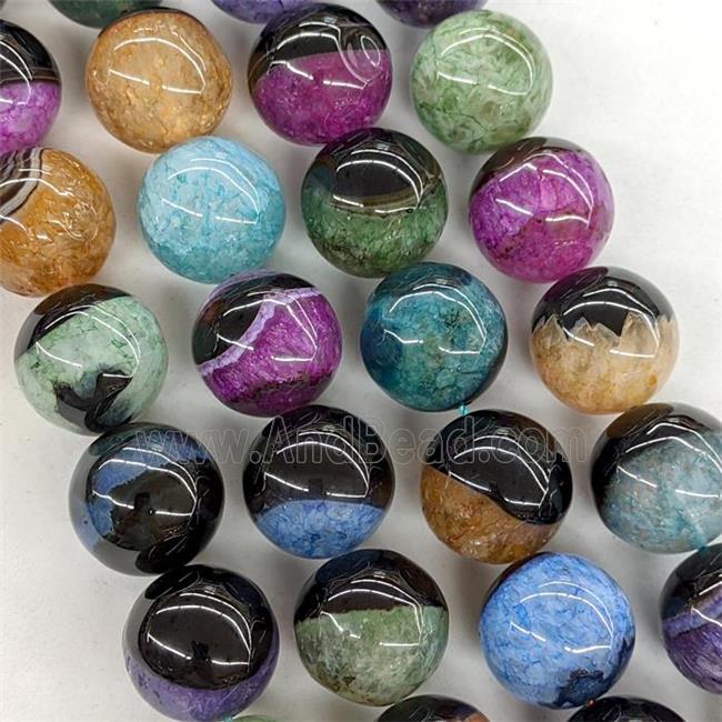 Natural Druzy Agate Round Beads Mixed Color Dye Smooth